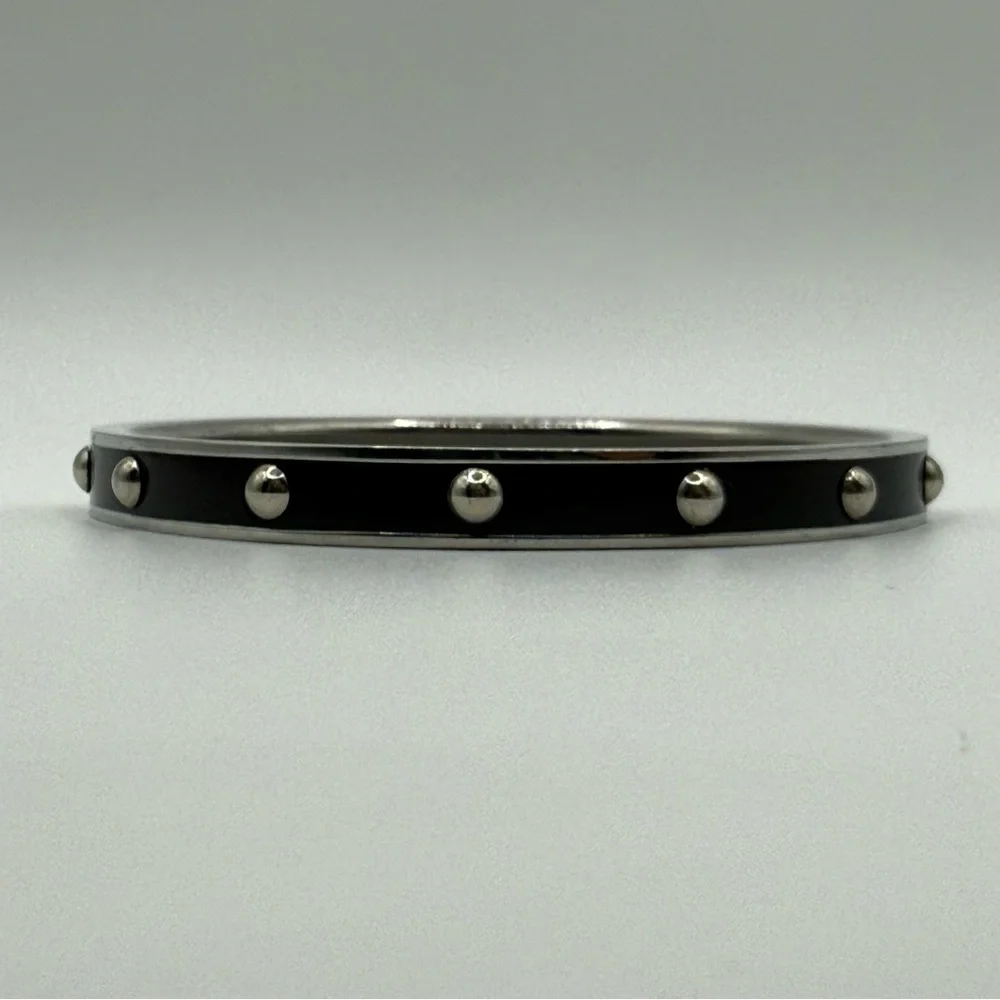 Coach Vintage Brown Enamel and Silver Tone Nailhead‎ Bangle Bracelet